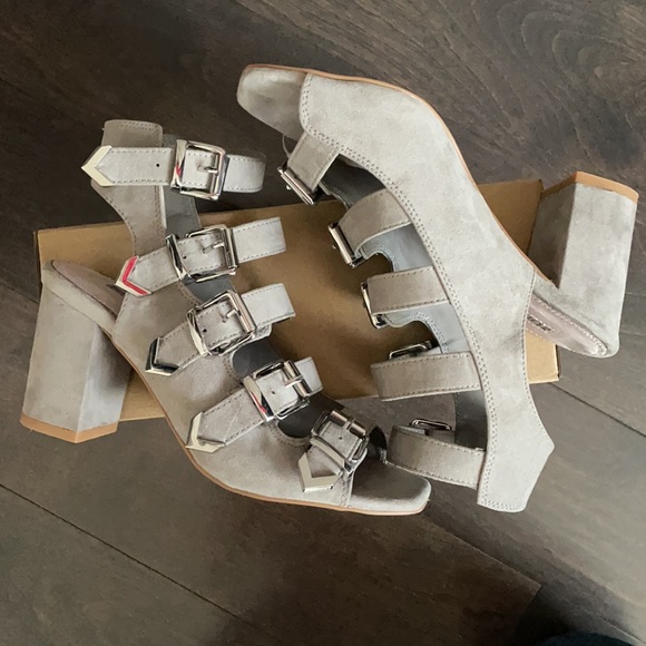 Topshop grey suede high heel sandal. Never worn. - Picture 7 of 8